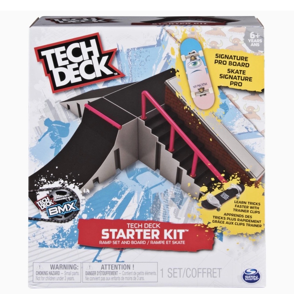 Tech Deck Starter Kit - Ramp Set with Board and Trainer Clips New Unopened